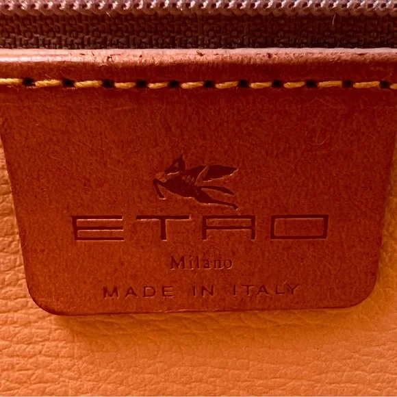 ETRO Milano Paisley Hand Bag Shoulder Purse PVC Leather Zipper Closure